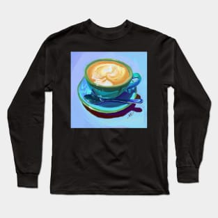 Cappucino Alla Prima Digital Oil Painting Long Sleeve T-Shirt